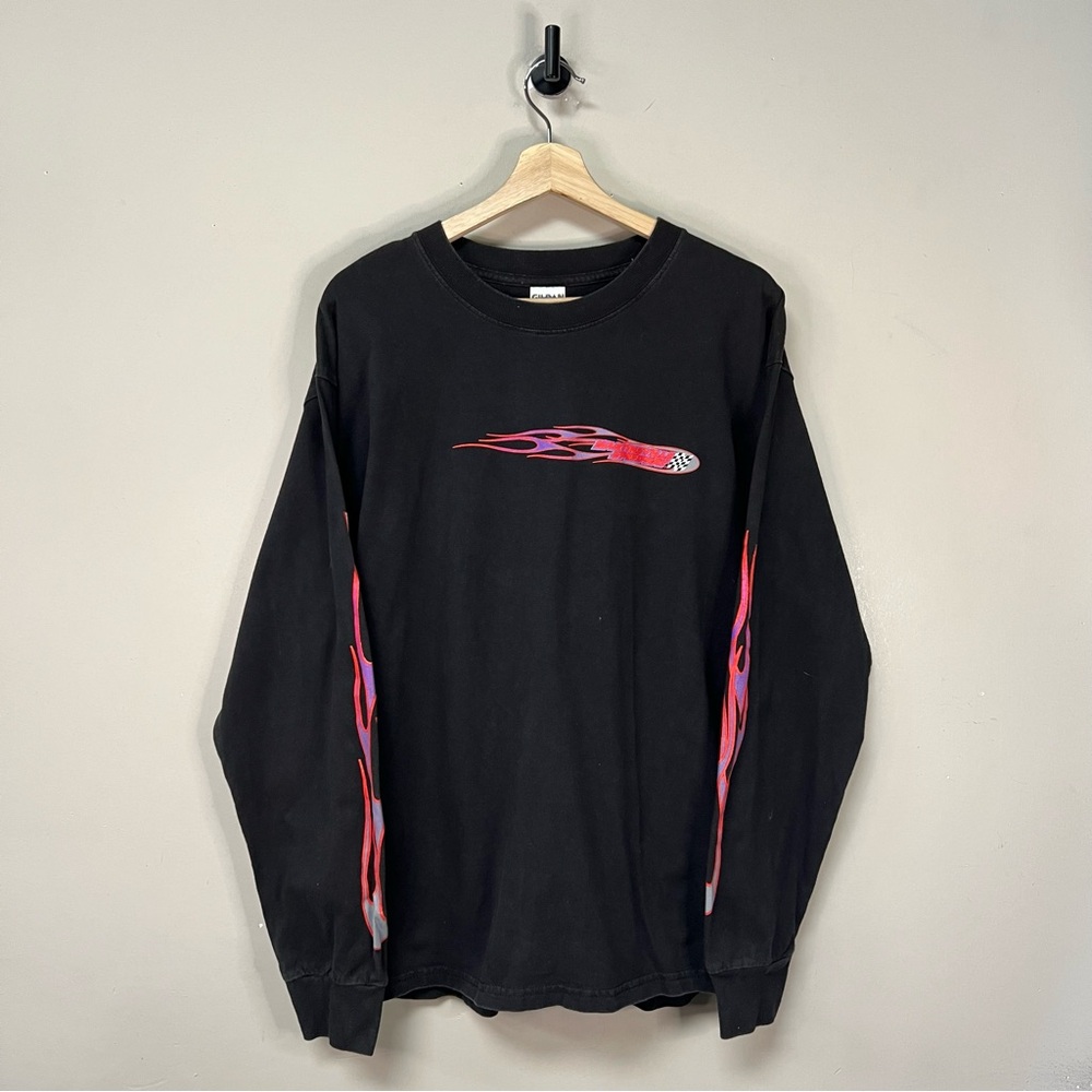 Vtg 90s Raceway Flames T Shirt